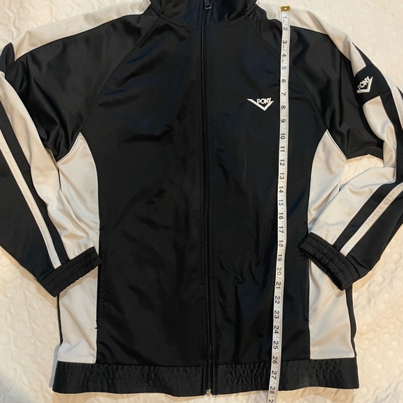 PONY Men’s Medium Track Jacket Sports Streetwear Black and White Full Zip - Picture 7 of 9
